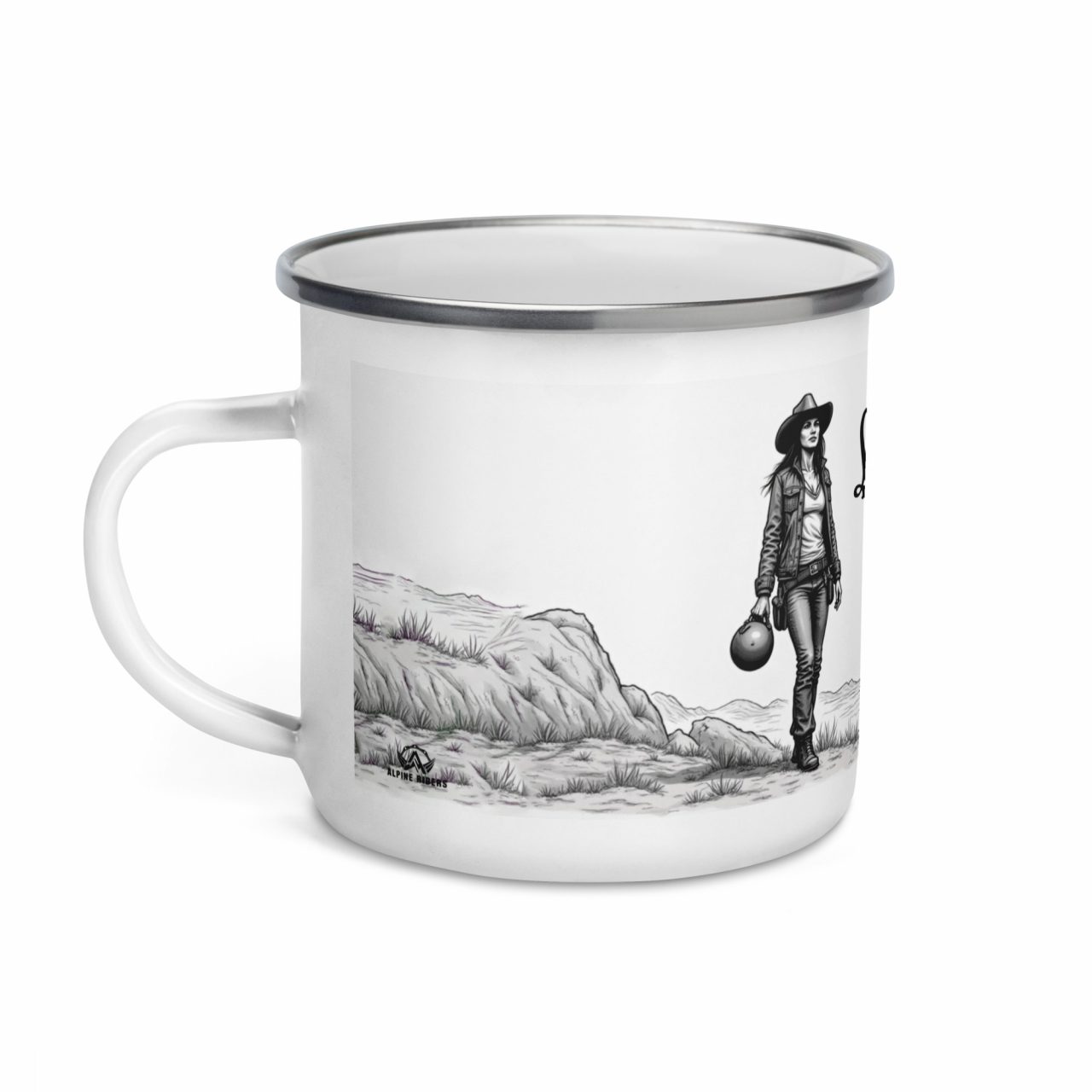 Lonesome Rider Girl Emailletasse – Bild 3