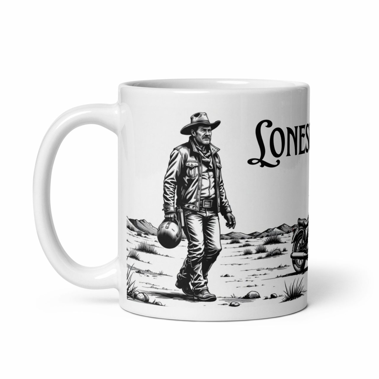 Lonesome Rider Weiße, glänzende Tasse – Bild 3
