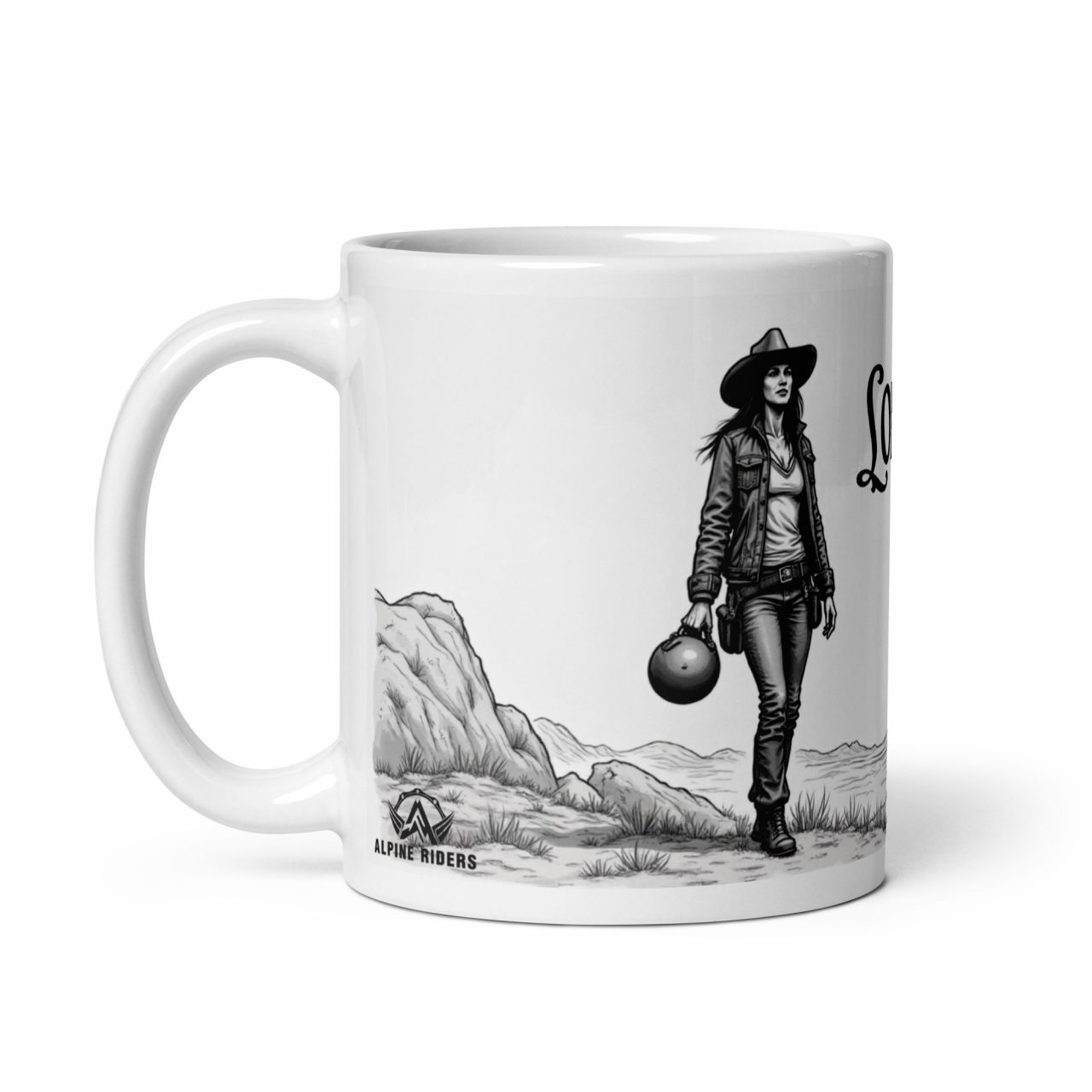Lonesome Rider Girl Weiße, glänzende Tasse – Bild 3