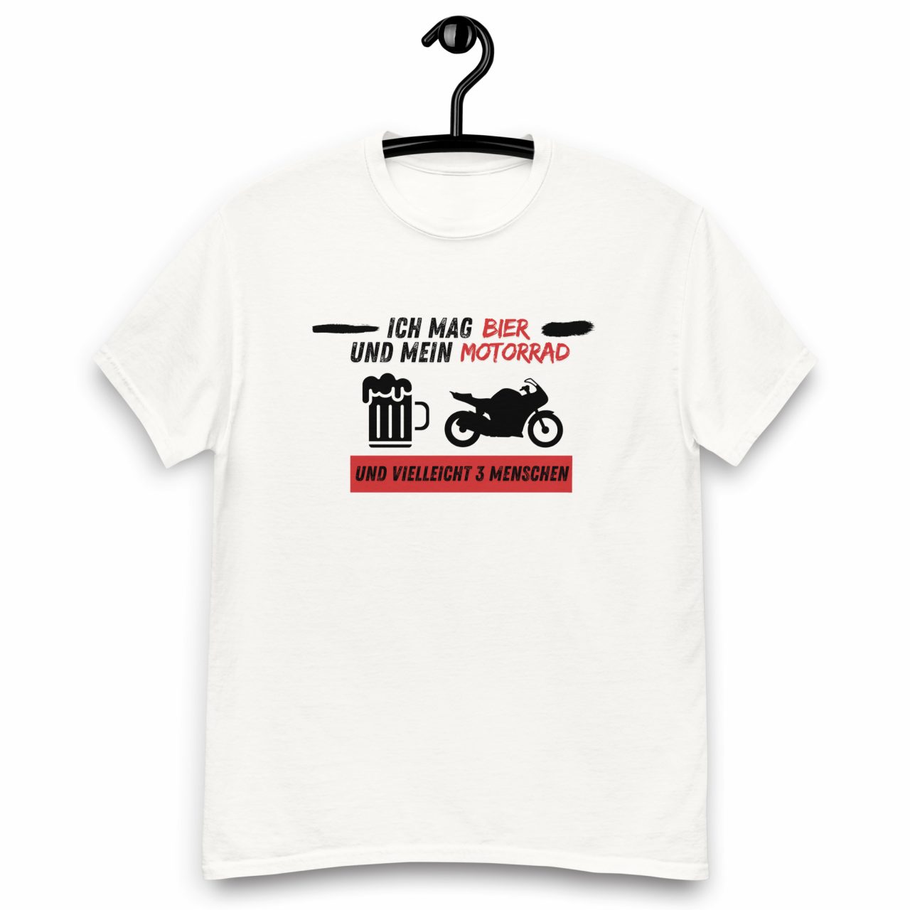 Ich mag Bier und mein Motorrad Sportbike Klassisches Unisex T-Shirt – Bild 3
