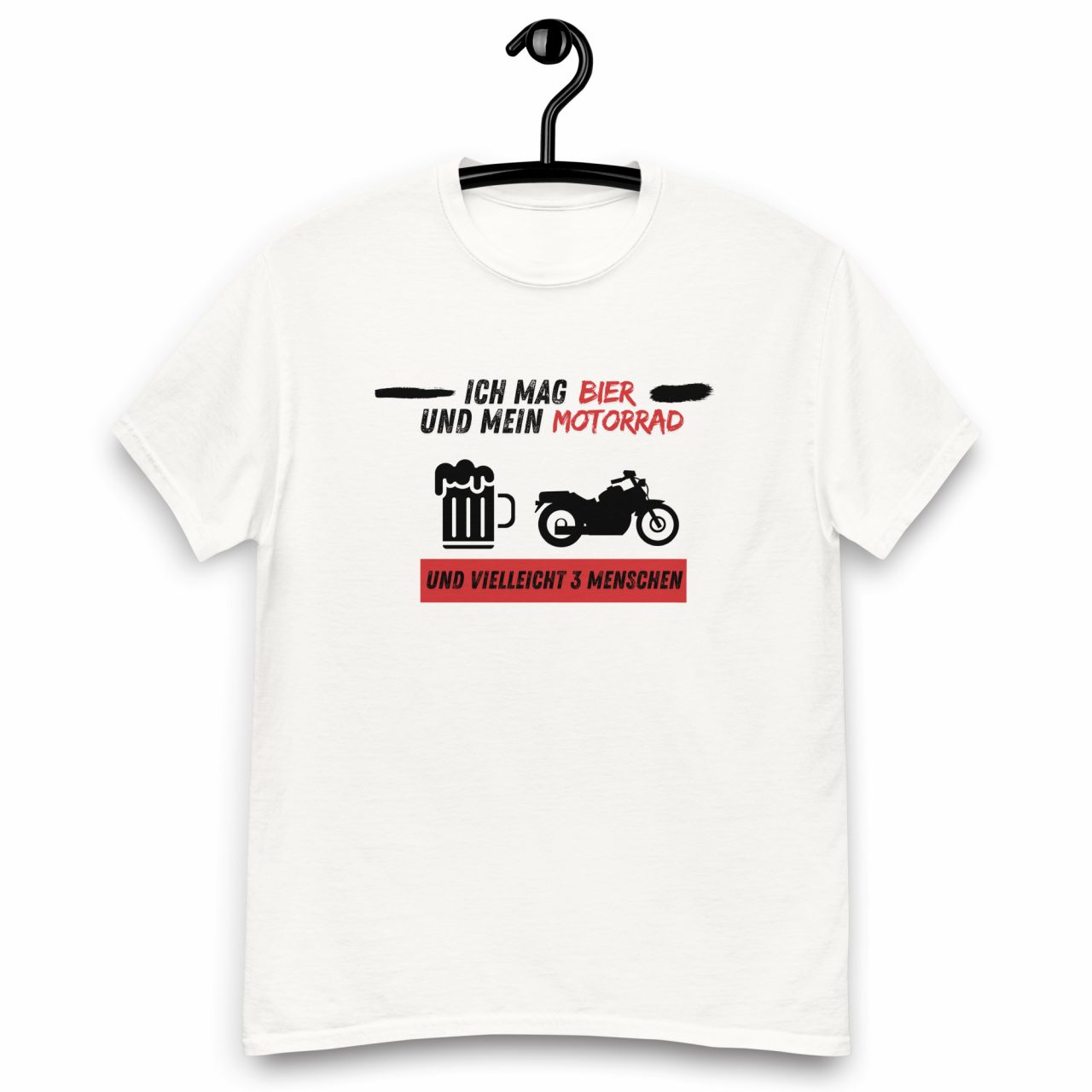Ich mag Bier und mein Motorrad Chopper Klassisches Unisex T-Shirt – Bild 3