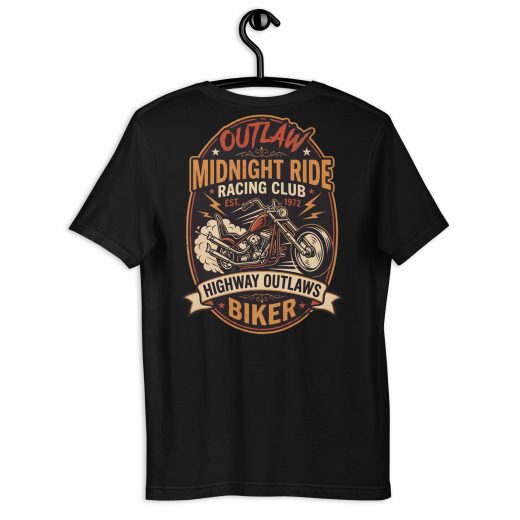 Biker T-Shirt „Outlaw – Midnight Ride“ – Front & Backprint