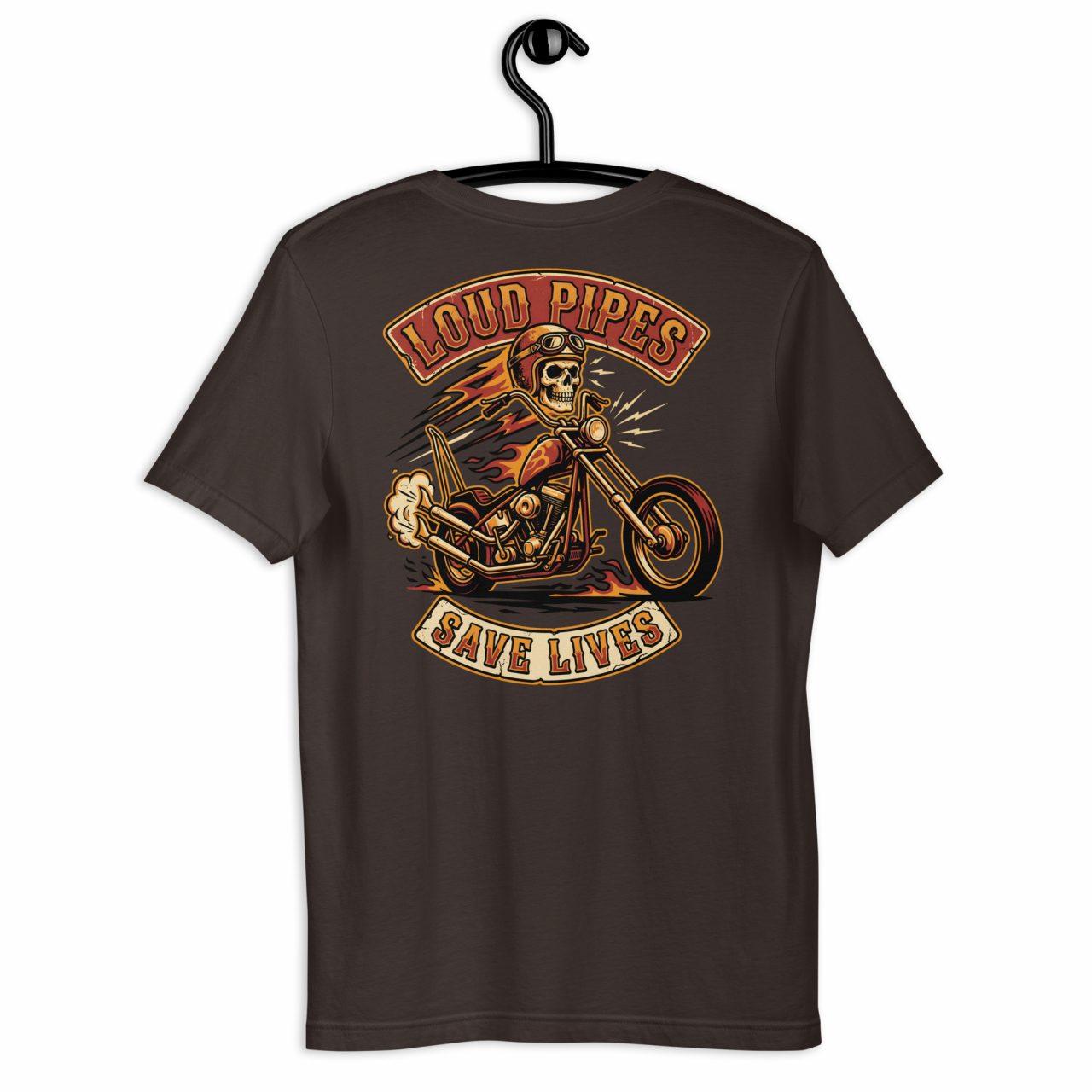 Biker T-Shirt „Loud Pipes Save Lives“ – Front & Backprint