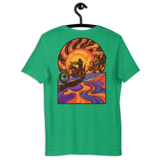 Biker T-Shirt „Cosmic Rider“ – Front Statement & Psychedelic Backprint