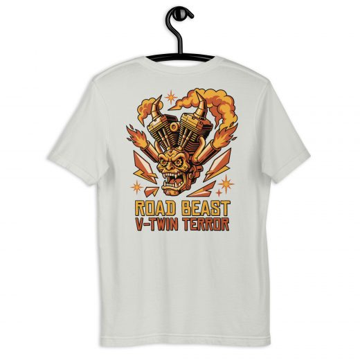 Biker T-Shirt „Road Beast – V-Twin Terror“ – Frontprint & starker Backprint